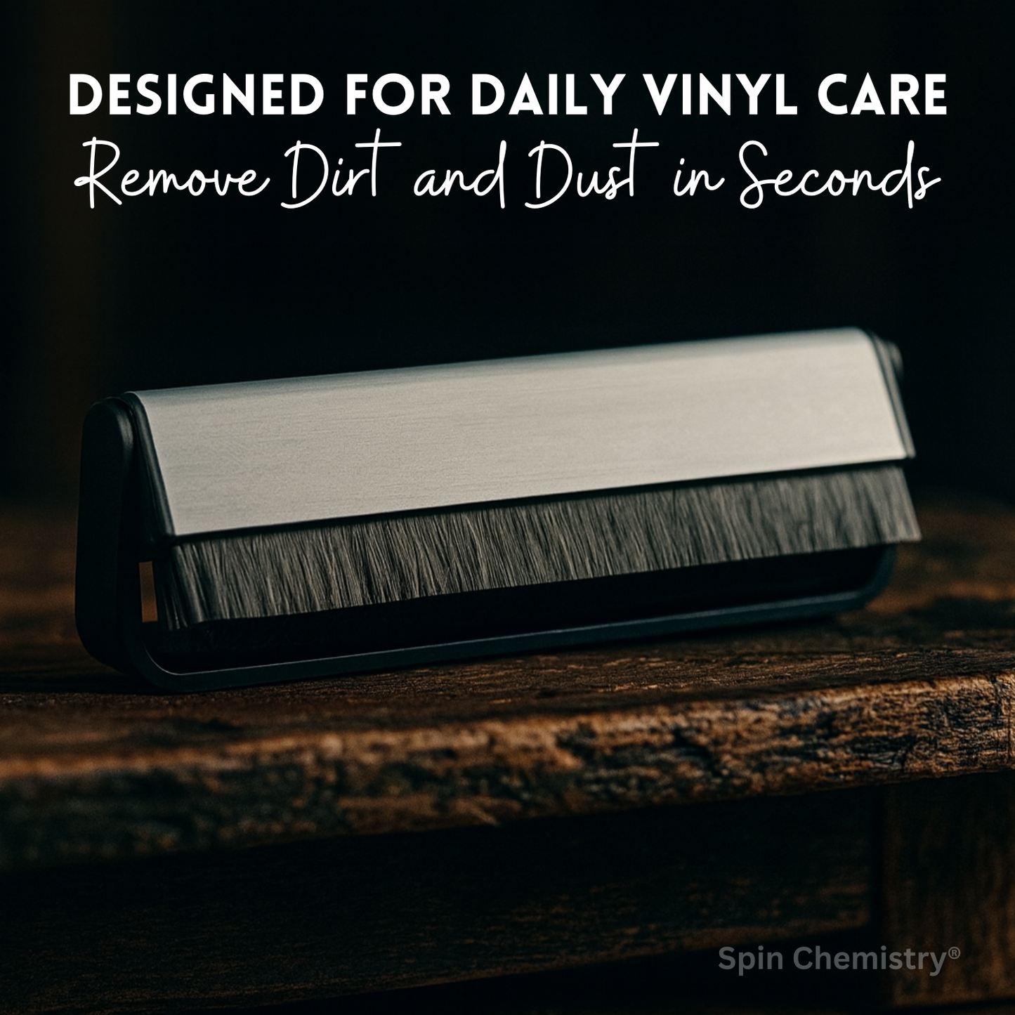 Silver Anti-Static Carbon Fibre Vinyl Record Cleaning Brush