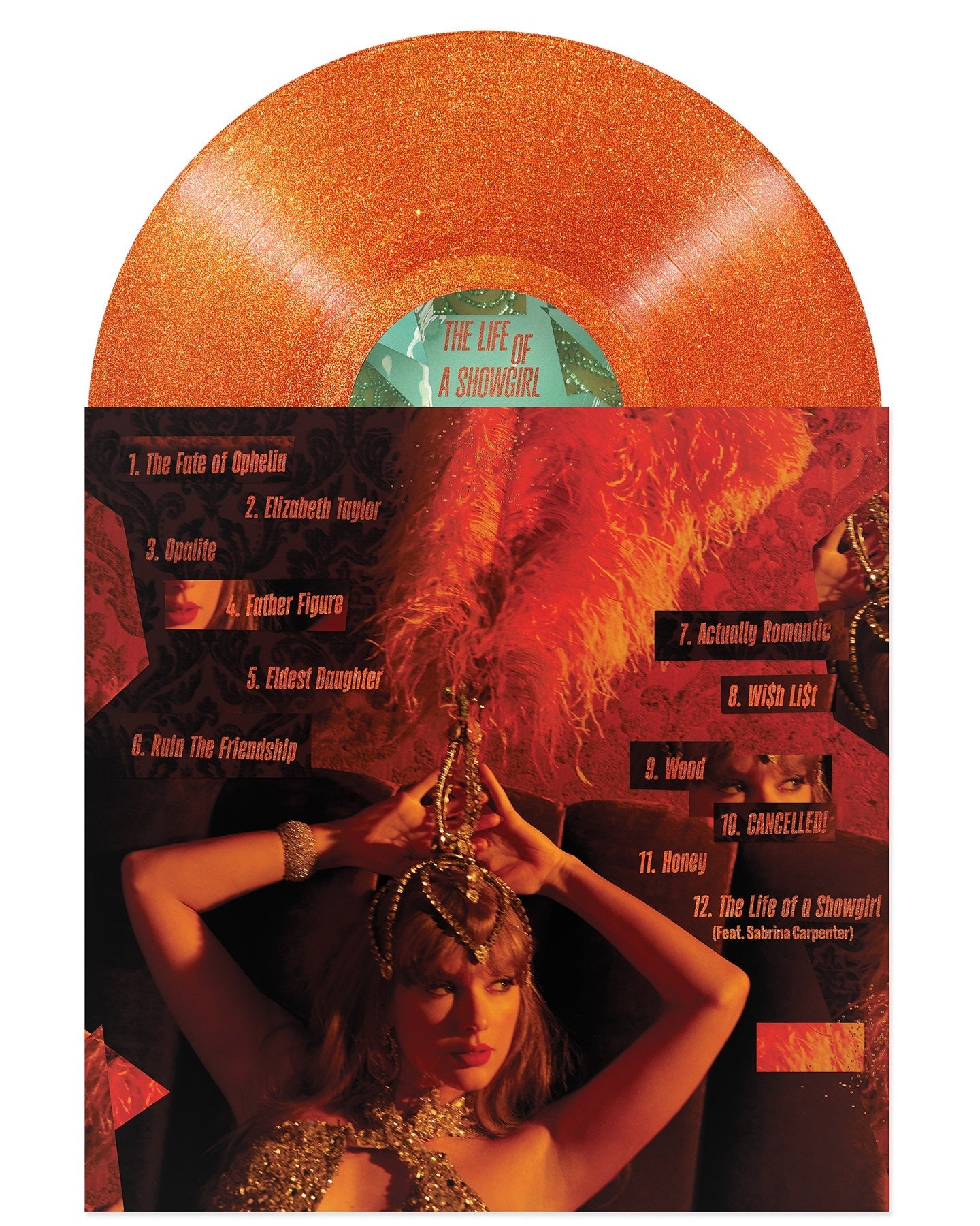Taylor Swift- The Life of a Showgirl [Sweat and Vanilla Perfume Portofino Orange Glitter Vinyl] { vinyl }